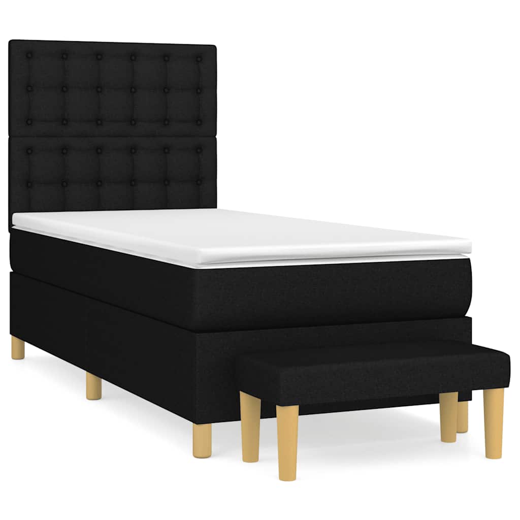 Sommier à lattes de lit avec matelas Noir 90x190 cm Tissu - XIOS