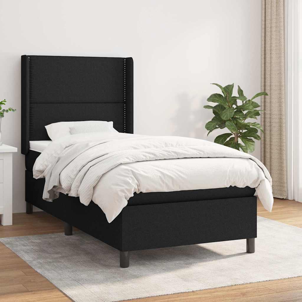 Sommier à lattes de lit avec matelas Noir 90x200 cm Tissu - XIOS