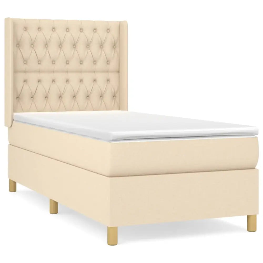 Sommier à lattes de lit et matelas Crème 90x190 cm Tissu - XIOS