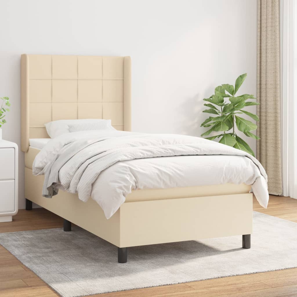Sommier à lattes de lit et matelas Crème 90x190 cm Tissu - XIOS
