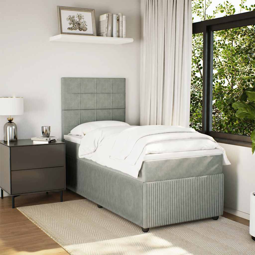 Sommier à lattes de lit et matelas Gris clair 100x200cm Velours - XIOS