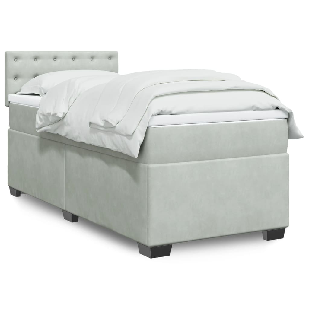 Sommier à lattes de lit et matelas Gris clair 100x200cm Velours - XIOS