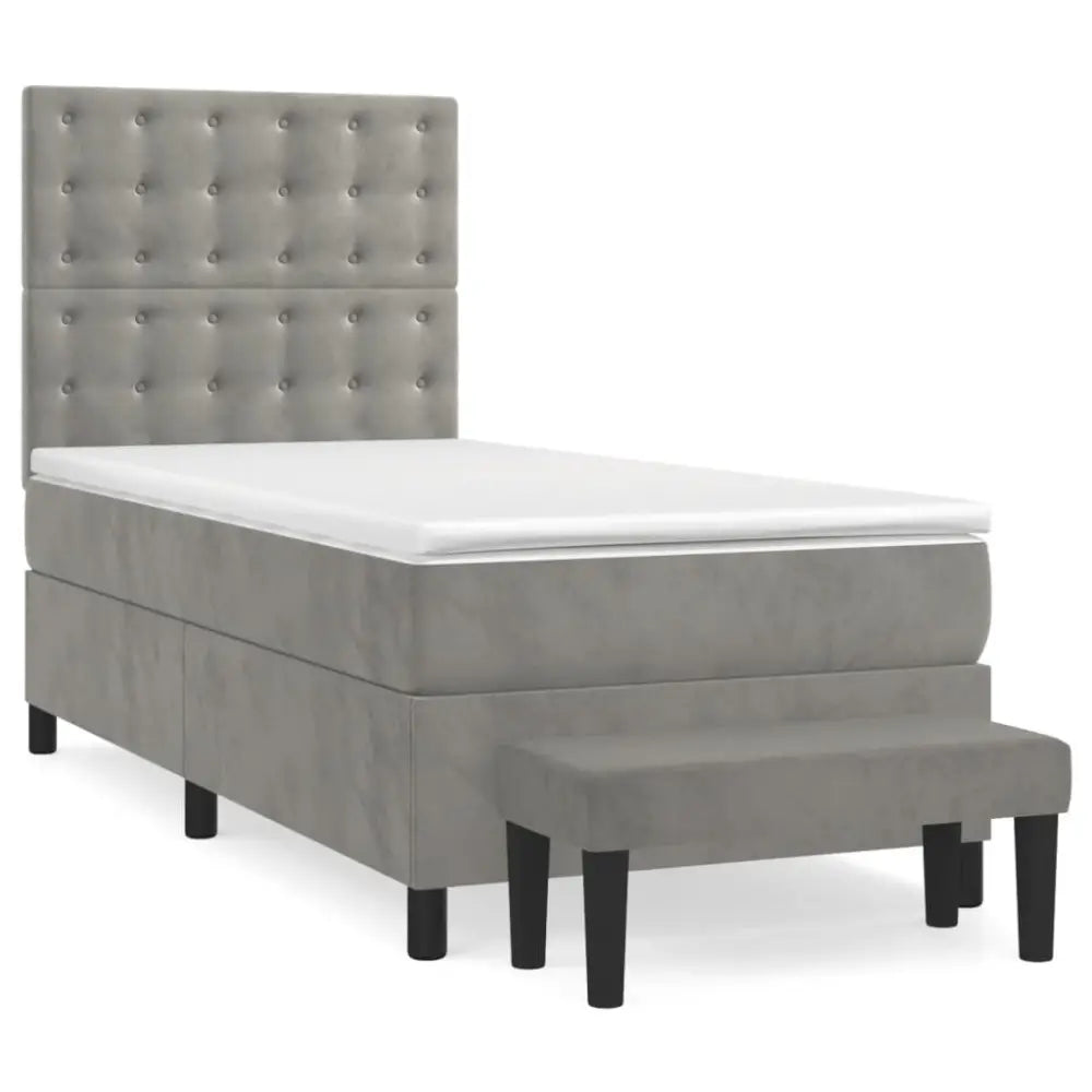 Sommier à lattes de lit et matelas Gris clair 80x200 cm Velours - XIOS