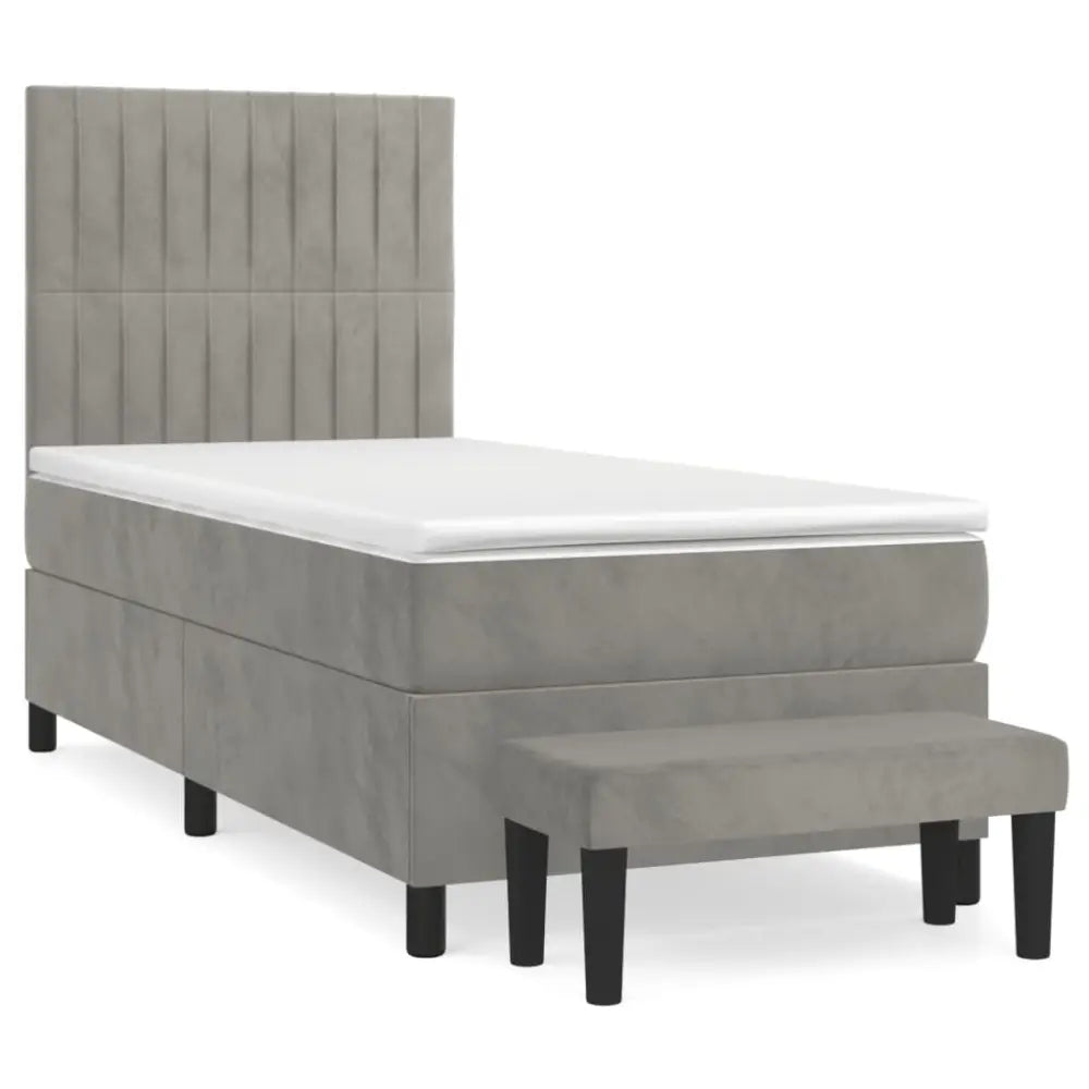 Sommier à lattes de lit et matelas Gris clair 80x200 cm Velours - XIOS