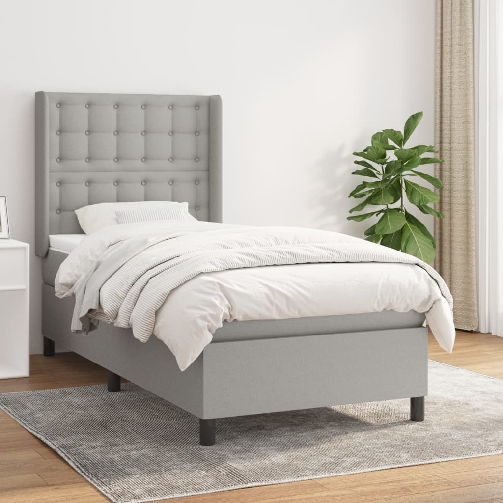 Sommier à lattes de lit et matelas Gris clair 90x190 cm Tissu - XIOS