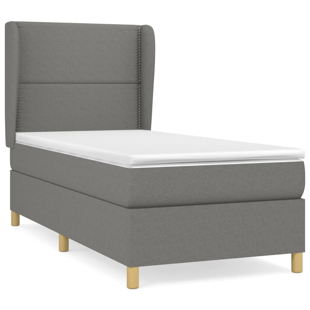 Sommier à lattes de lit et matelas Gris foncé 90x190 cm Tissu - XIOS