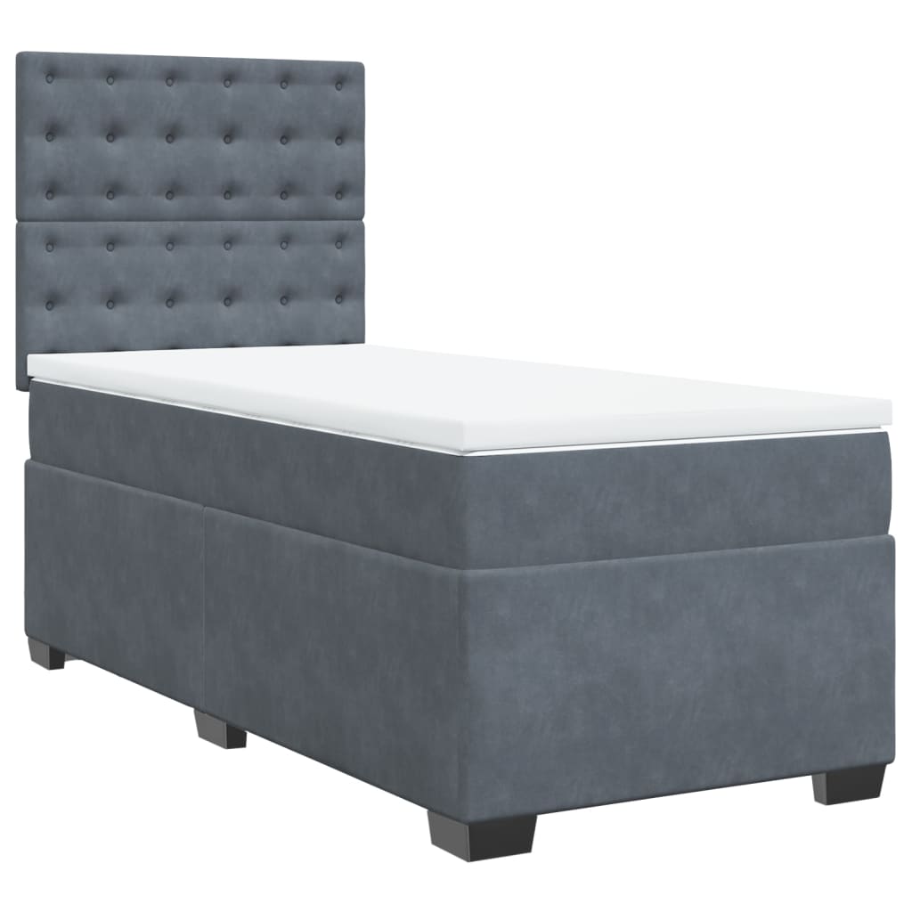 Sommier à lattes de lit et matelas Gris foncé 90x190 cm Velours - XIOS