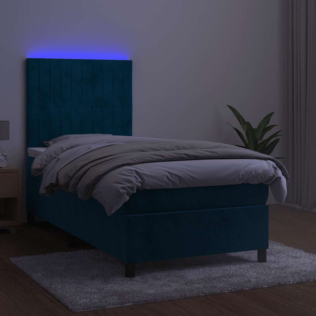 Sommier à lattes de lit matelas LED Bleu foncé 80x200cm Velours - XIOS