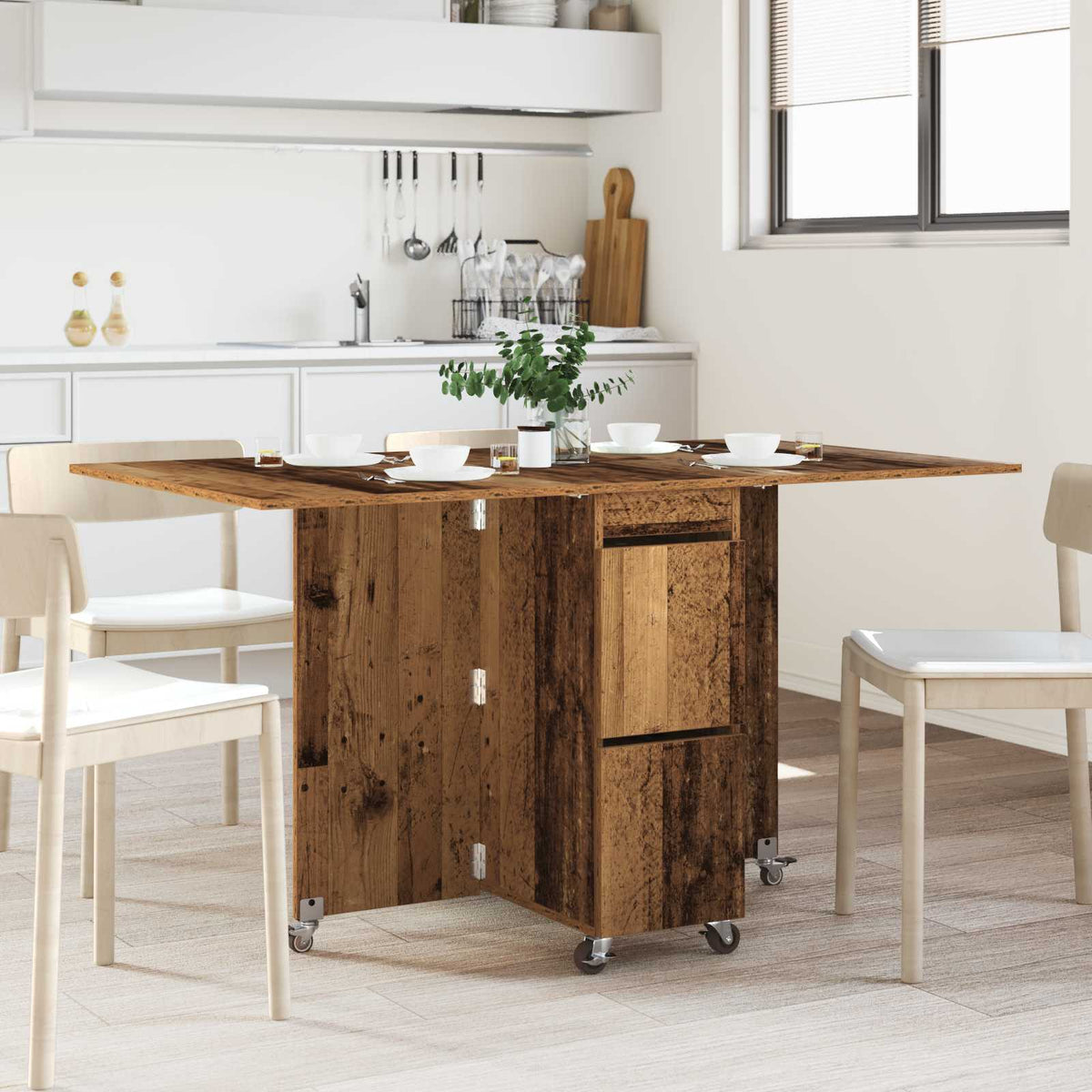 Table à dîner 140 x 80 x 77 cm Bois d'ingénierie Bois ancien - XIOS