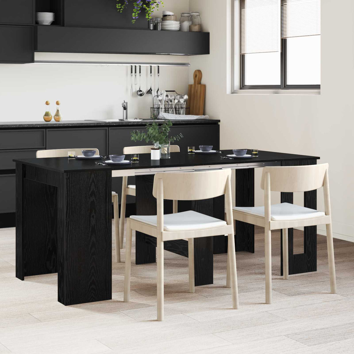 Table à dîner 180 x 85 x 75 cm Bois d'ingénierie Chêne noir - XIOS