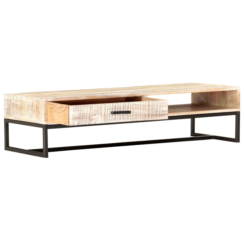 Table basse Blanc 117x50x30 cm Bois d’acacia solide - XIOS