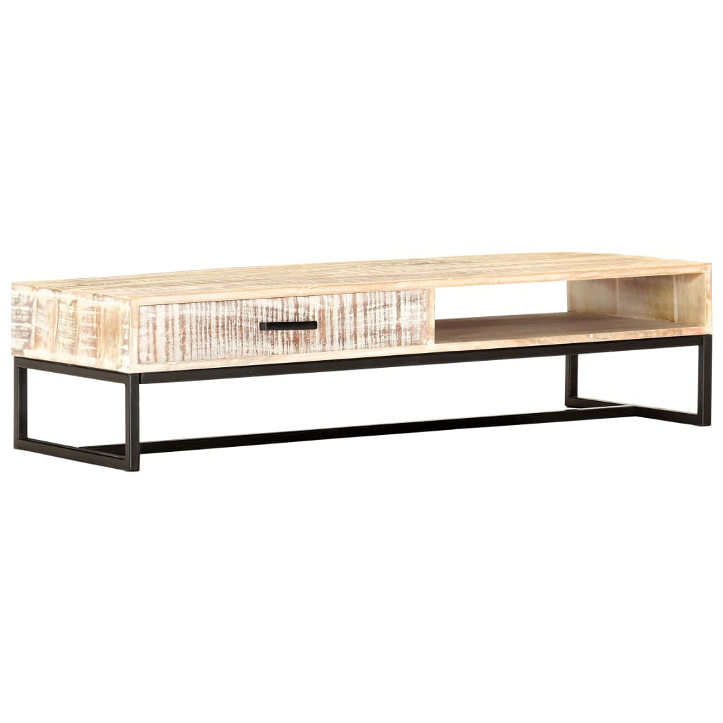 Table basse Blanc 117x50x30 cm Bois d’acacia solide - XIOS