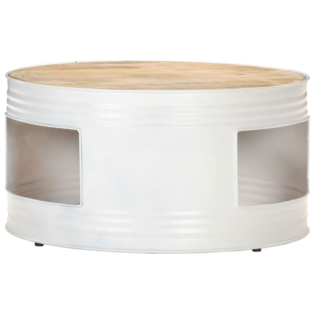 Table basse Blanc 68x68x36 cm Bois de manguier solide - XIOS