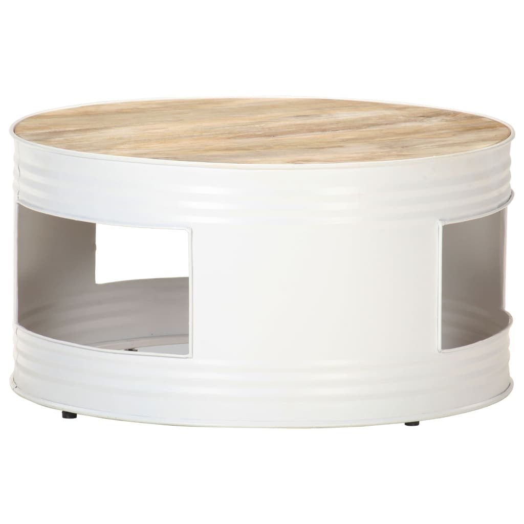 Table basse Blanc 68x68x36 cm Bois de manguier solide - XIOS