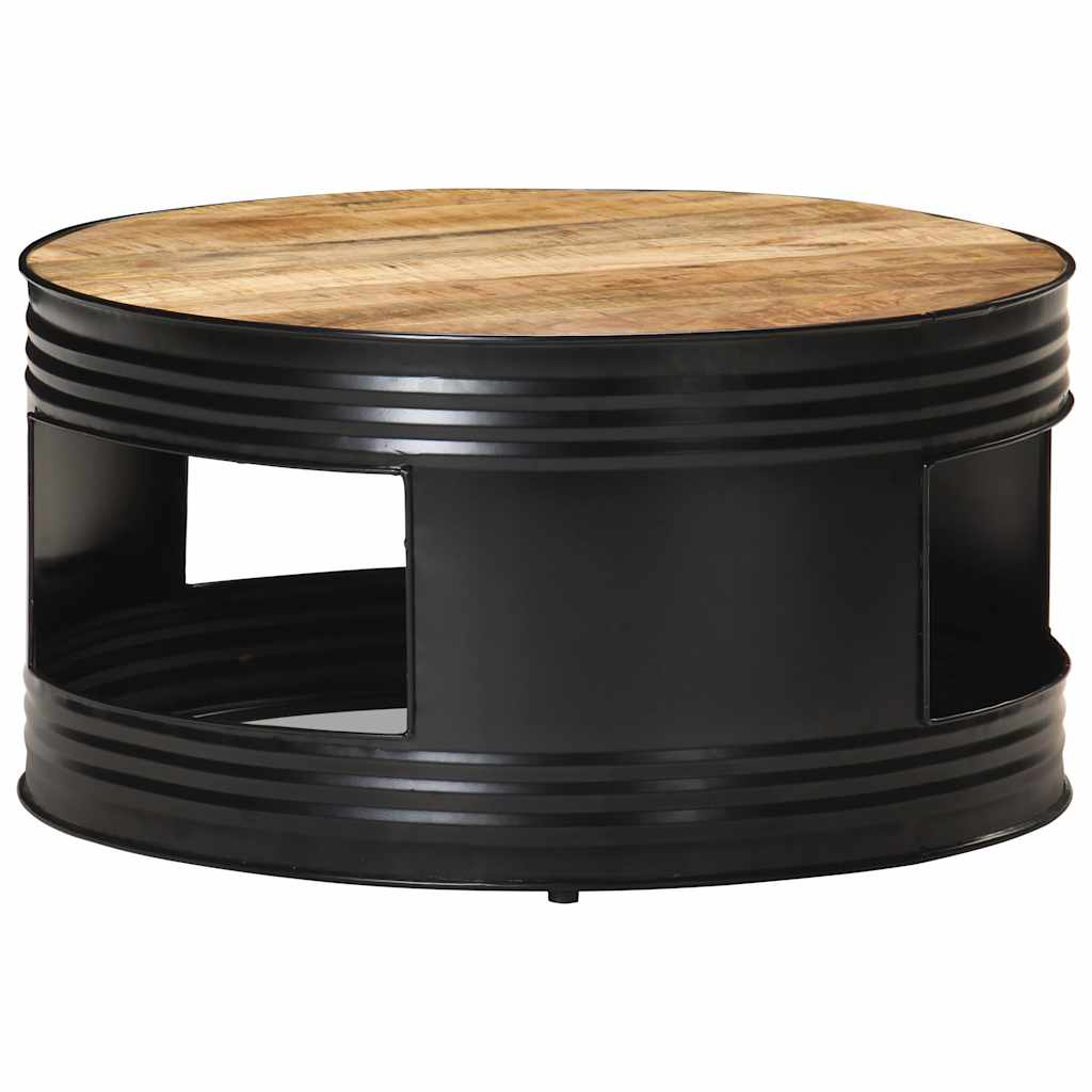 Table basse Noir 68x68x36 cm Bois massif de manguier brut - XIOS