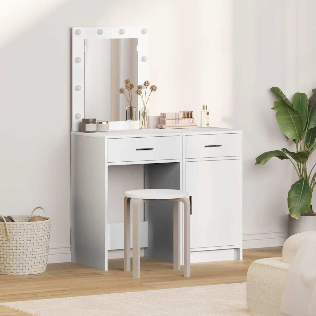 Table de Toilette 2 pc Blanc 50 x 41 x 135 cm Bois d'ingénierie - XIOS