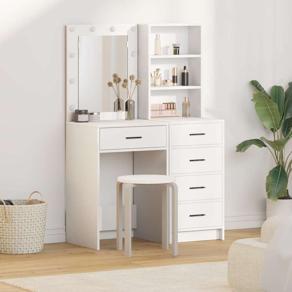 Table de Toilette 2 pc Blanc 50 x 41 x 135 cm Bois d'ingénierie - XIOS