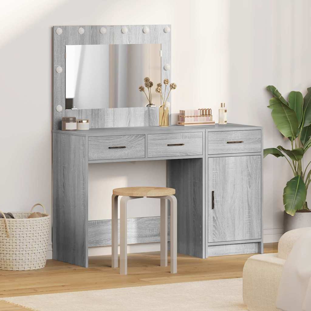 Table de Toilette 2 pc Gris 40 x 41 x 75 cm Bois d'ingénierie - XIOS