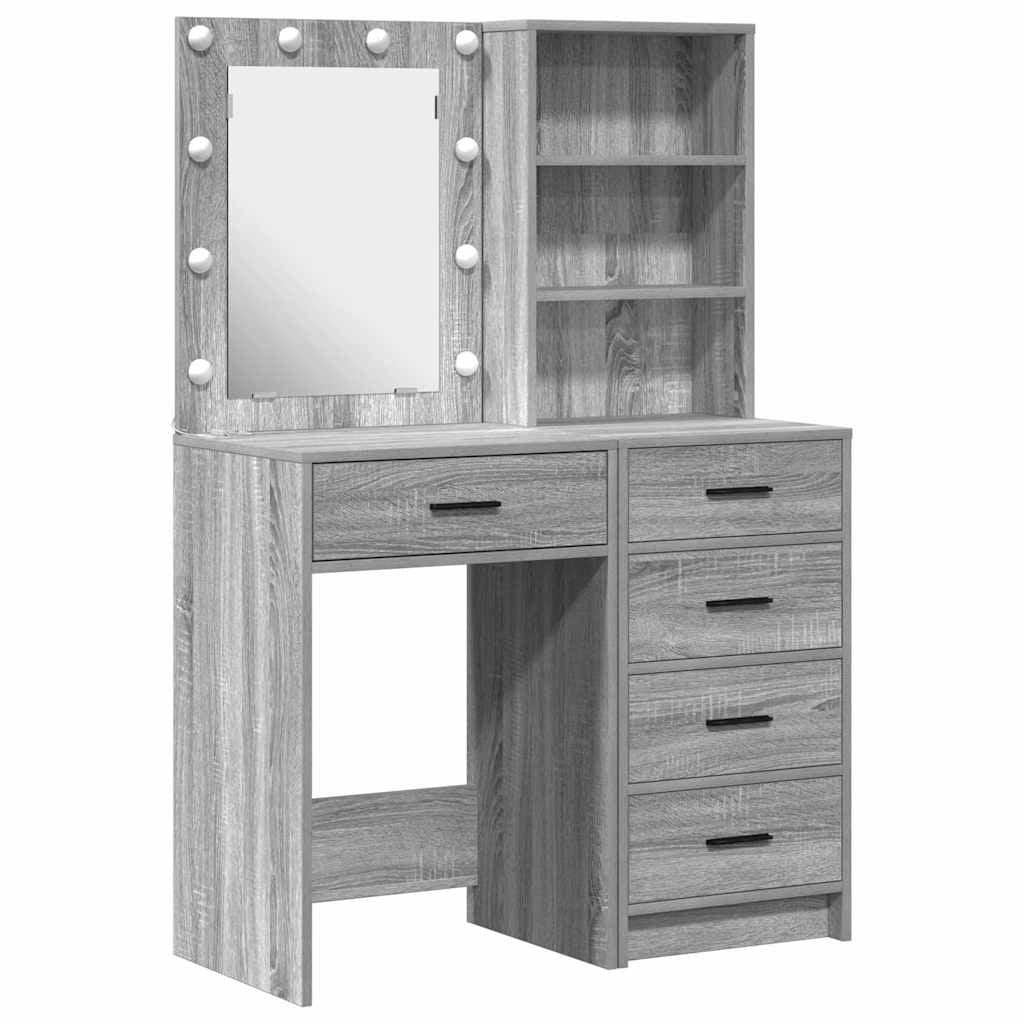 Table de Toilette 2 pc Gris 50 x 41 x 135 cm Bois d’ingénierie - XIOS
