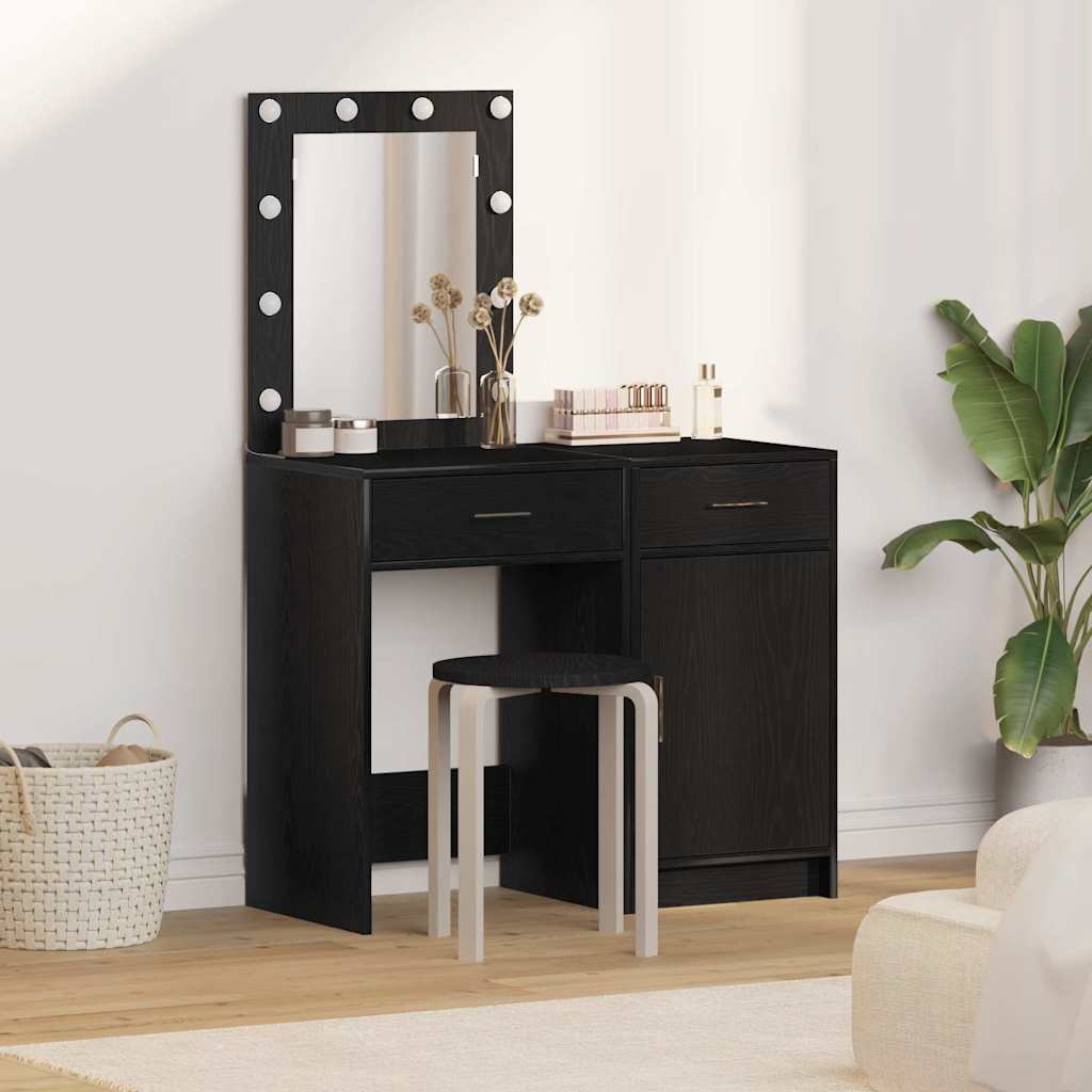 Table de Toilette 2 pc Noir 50 x 41 x 135 cm Bois d'ingénierie - XIOS