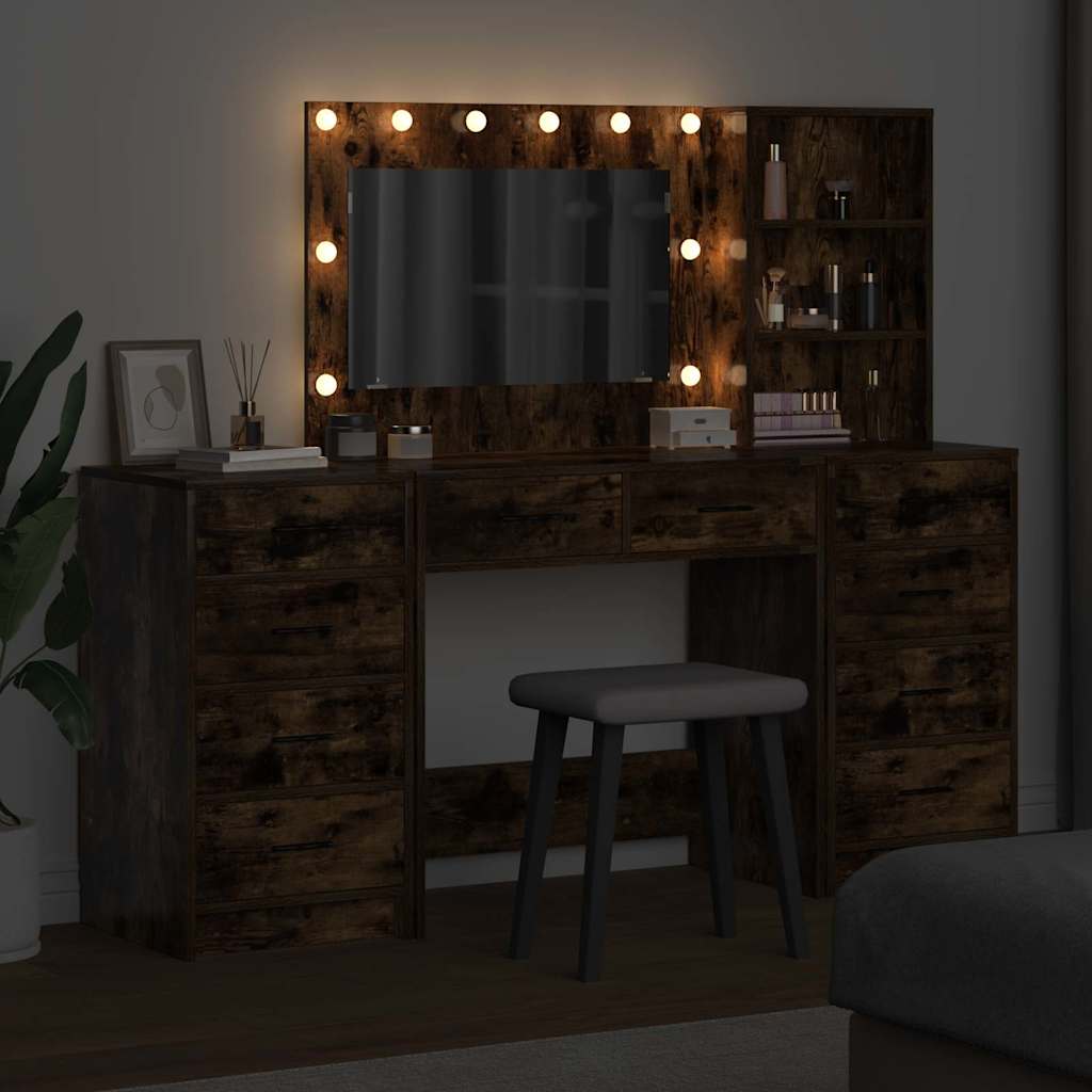 Table de Toilette 3 pc Chêne fumé 78,5 x 41 x 135 cm - XIOS