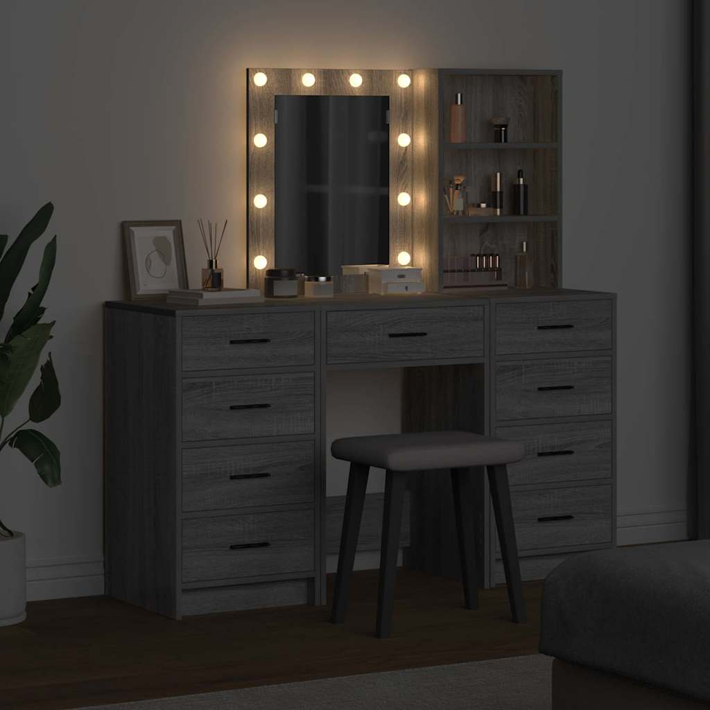 Table de Toilette 3 pc Gris 40 x 41 x 135 cm Bois d'ingénierie - XIOS