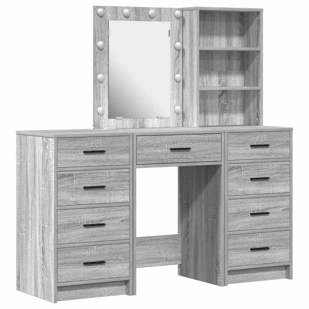 Table de Toilette 3 pc Gris 40 x 41 x 135 cm Bois d'ingénierie - XIOS