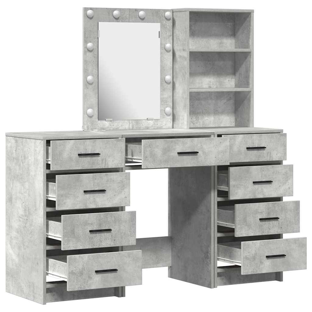 Table de Toilette 3 pc Gris 40 x 41 x 135 cm Bois d'ingénierie - XIOS