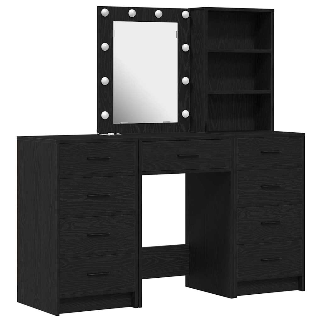 Table de Toilette 3 pc Noir 40 x 41 x 135 cm Bois d'ingénierie - XIOS