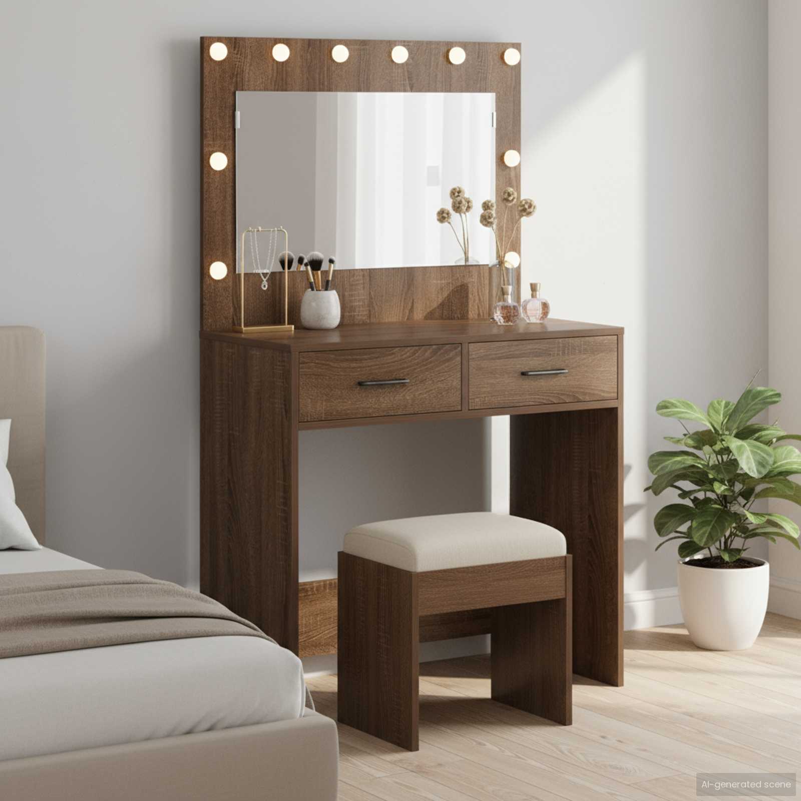 Table de Toilette Chêne brun 78,5 x 41 x 135 cm - XIOS