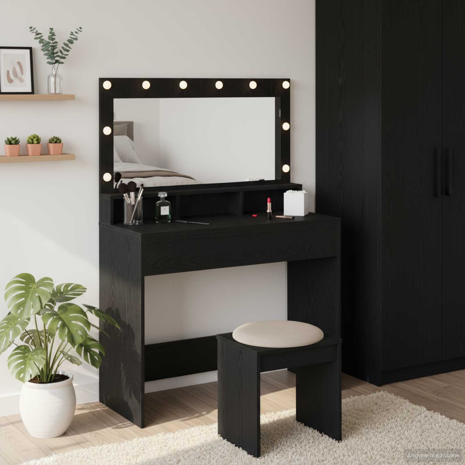 Table de Toilette Chêne noir 100 x 41 x 135 cm - XIOS