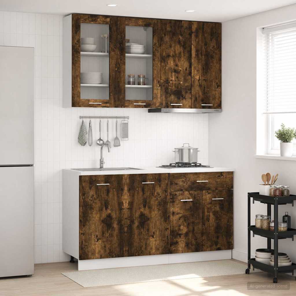 Unité de cuisine LYON 4 pc Chêne fumé Bois d'ingénierie - XIOS