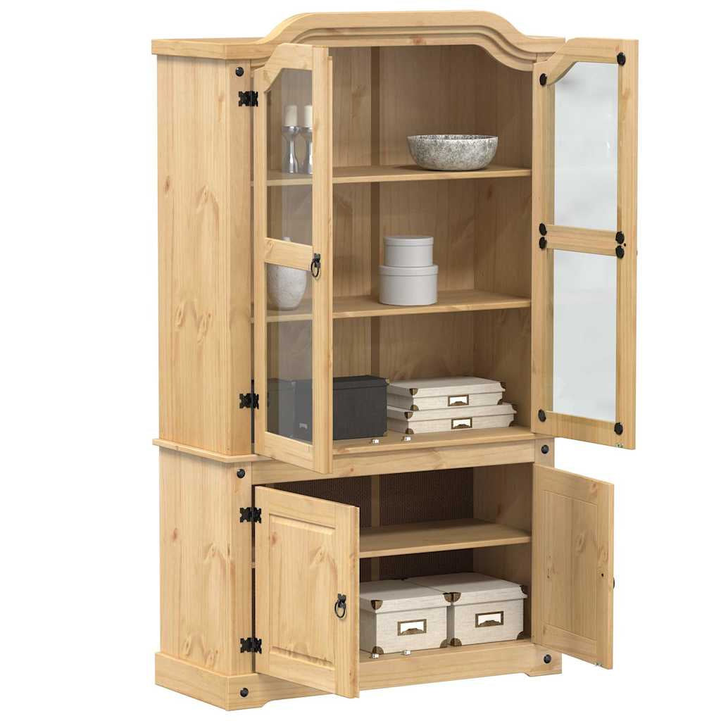 Vitrine en verre Corona 103,5x42x180 cm bois de pin massif - XIOS