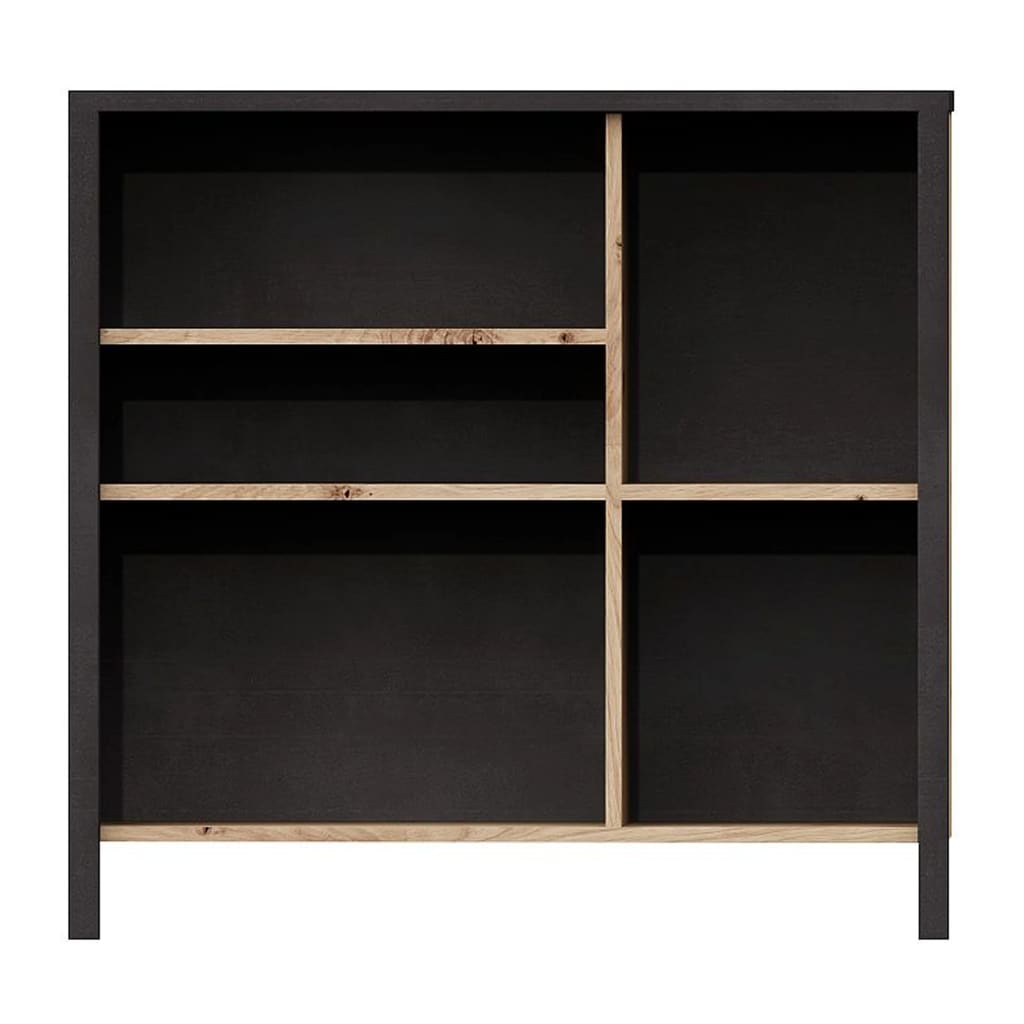 FMD Commode avec 5 compartiments ouverts Chêne artisanal Acier foncé Armoires FMD