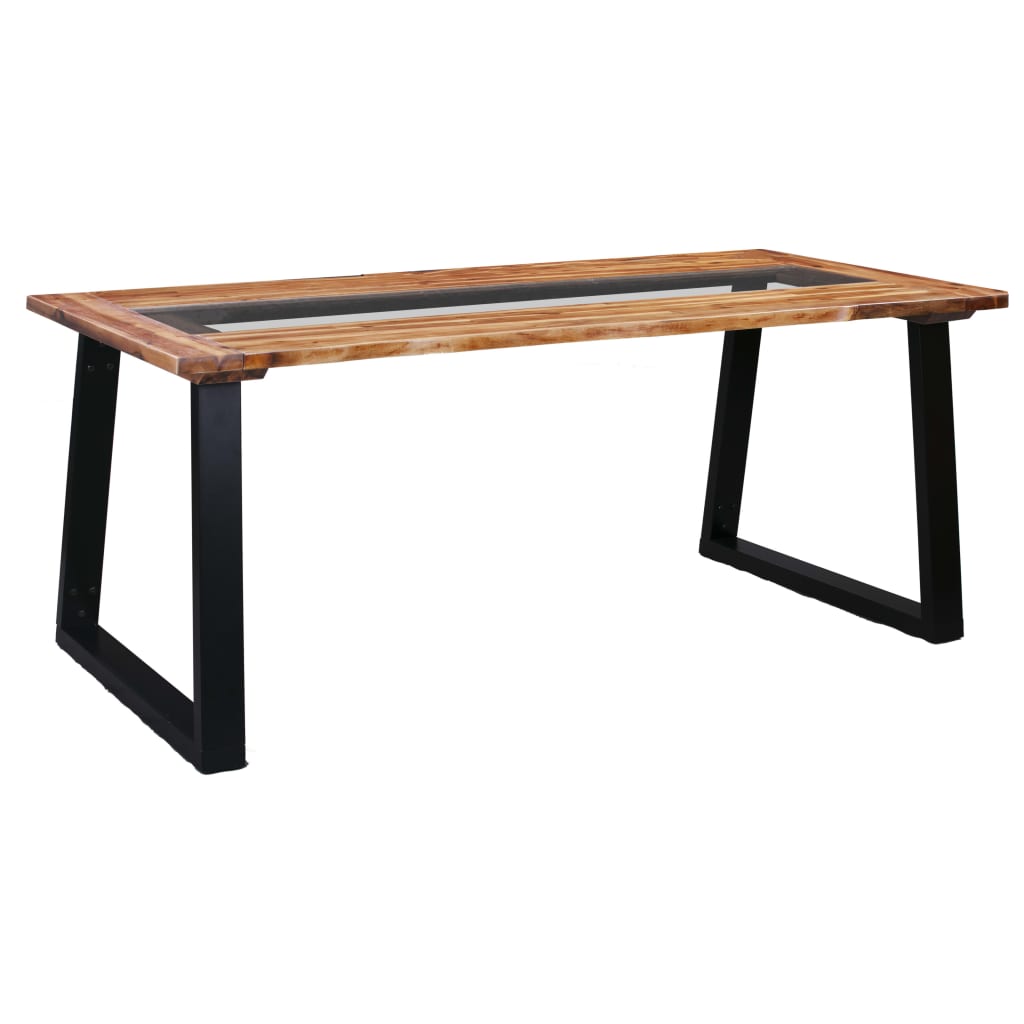 Table de salle à manger 180x90x75 cm Bois d'acacia et verre Tables à manger vidaXL