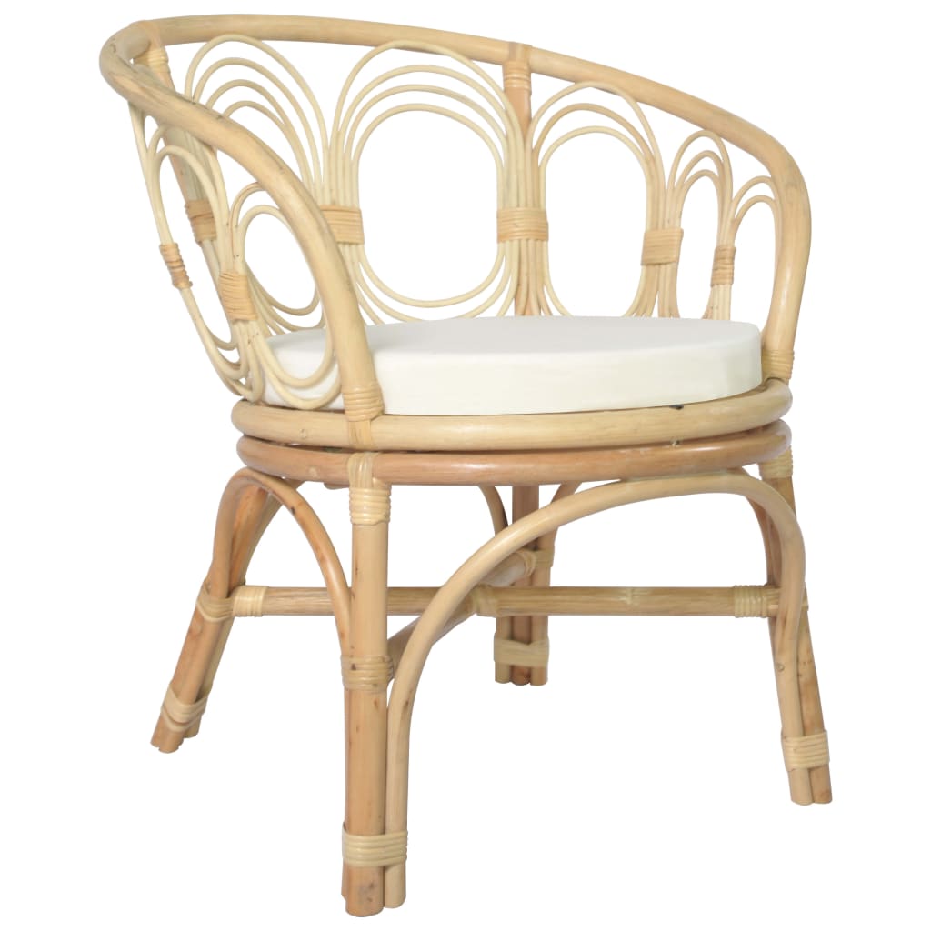 Chaise de salle à manger avec coussin Rotin naturel et lin Chaises de cuisine vidaXL