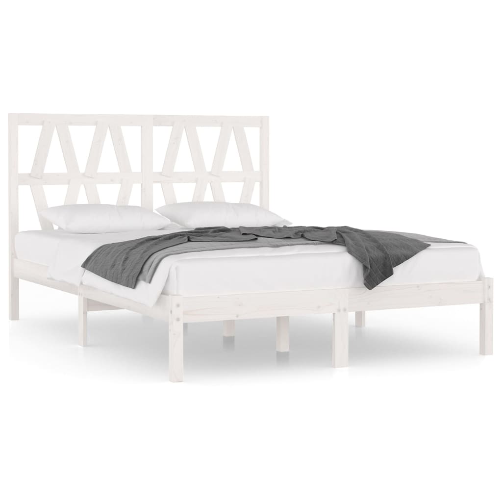 Cadre de lit Blanc Bois de pin massif 150x200 cm Très grand Lits & cadres de lit vidaXL