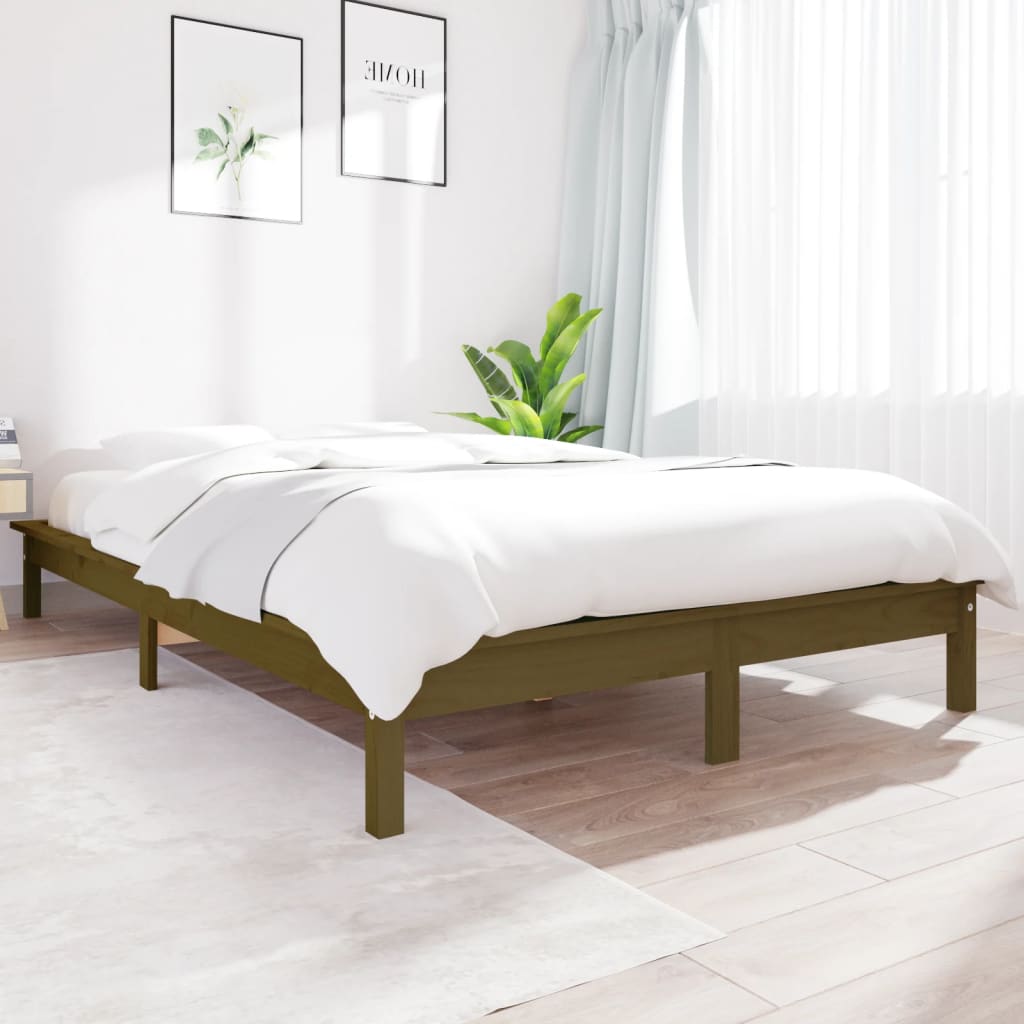 Cadre de lit Marron miel 150x200 cm Bois pin massif Très grand Lits & cadres de lit vidaXL