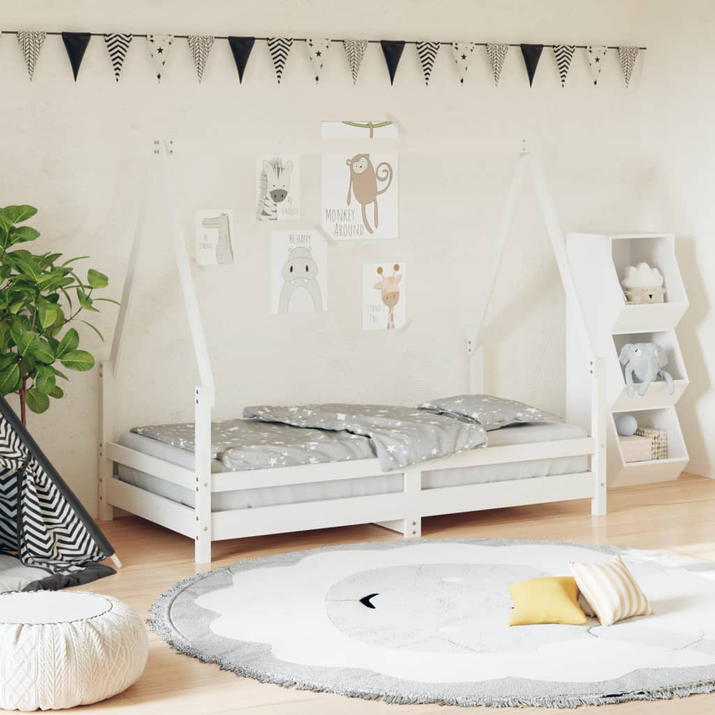 Cadre de lit pour enfant blanc 80x160 cm bois de pin massif Lits bébés et enfants vidaXL