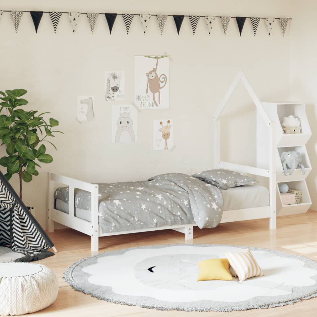 Cadre de lit pour enfant blanc 80x160 cm bois de pin massif Lits bébés et enfants vidaXL