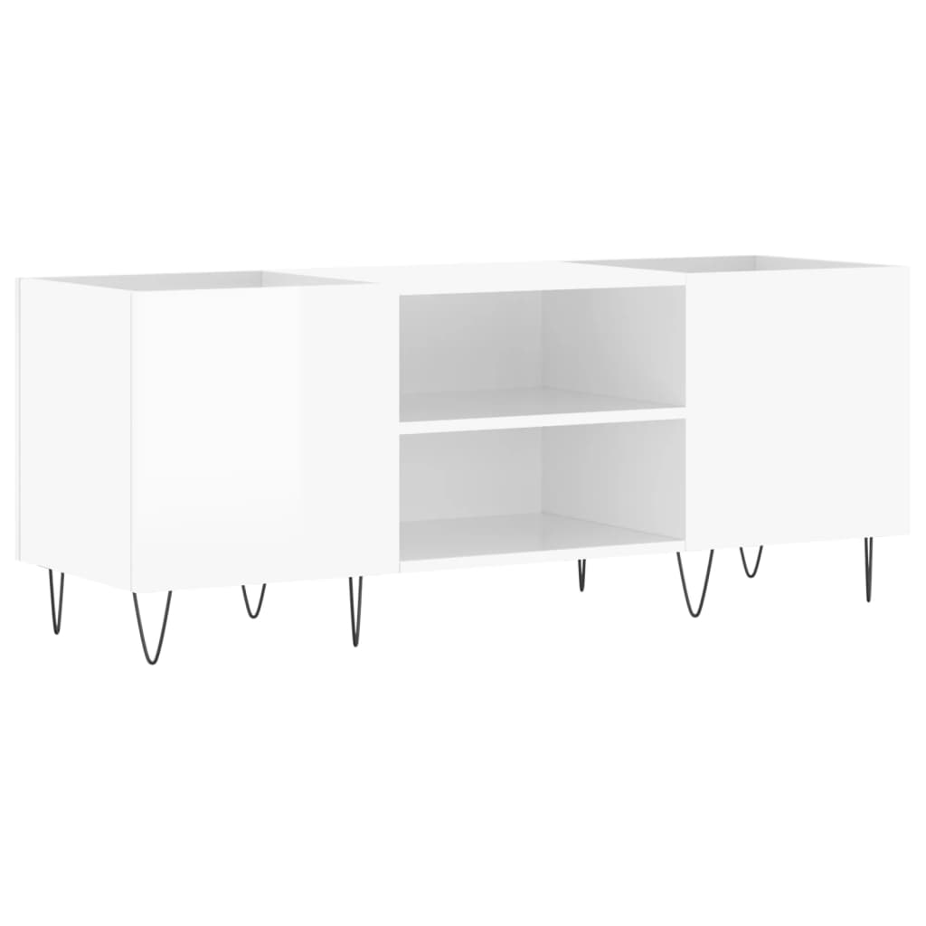Armoire à disques blanc brillant 121x38x48 cm bois d'ingénierie Fixations & meubles de rangement multimédia vidaXL