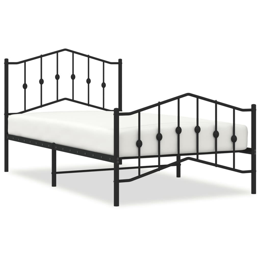 Cadre de lit métal avec tête de lit/pied de lit noir 100x190 cm Lits & cadres de lit vidaXL