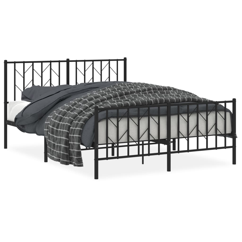Cadre de lit métal avec tête de lit/pied de lit noir 140x190 cm Lits & cadres de lit vidaXL