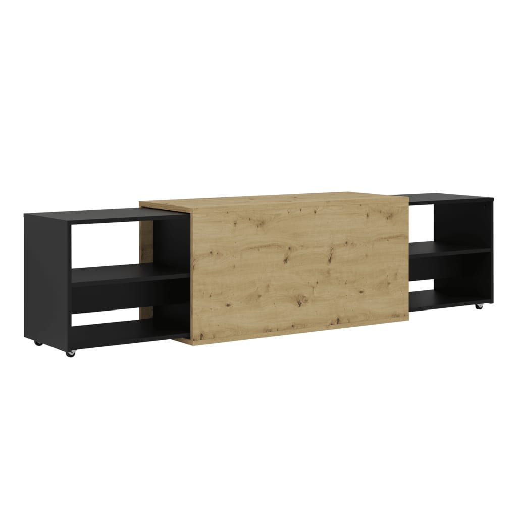 FMD Meuble TV 194,5x39,9x49,2 cm Chêne artisanal et noir Meubles TV FMD   