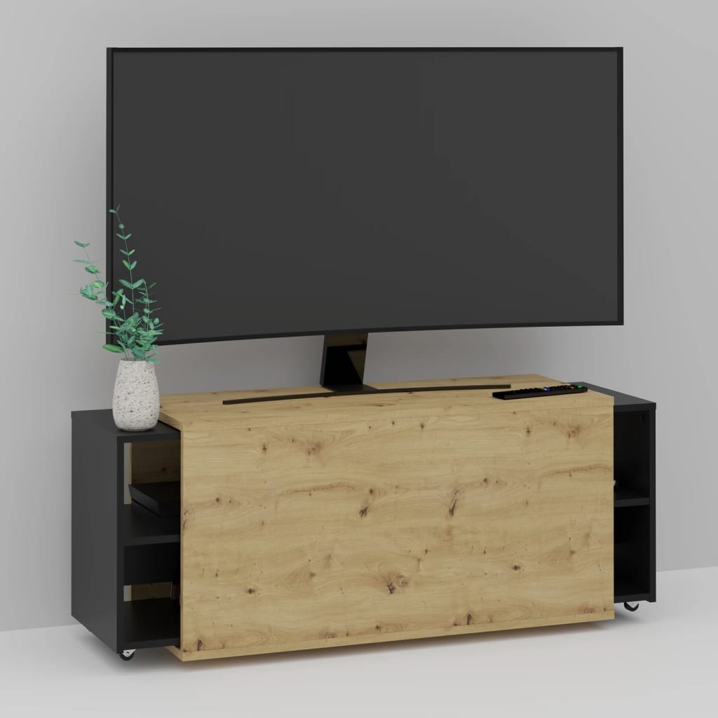 FMD Meuble TV 194,5x39,9x49,2 cm Chêne artisanal et noir Meubles TV FMD   