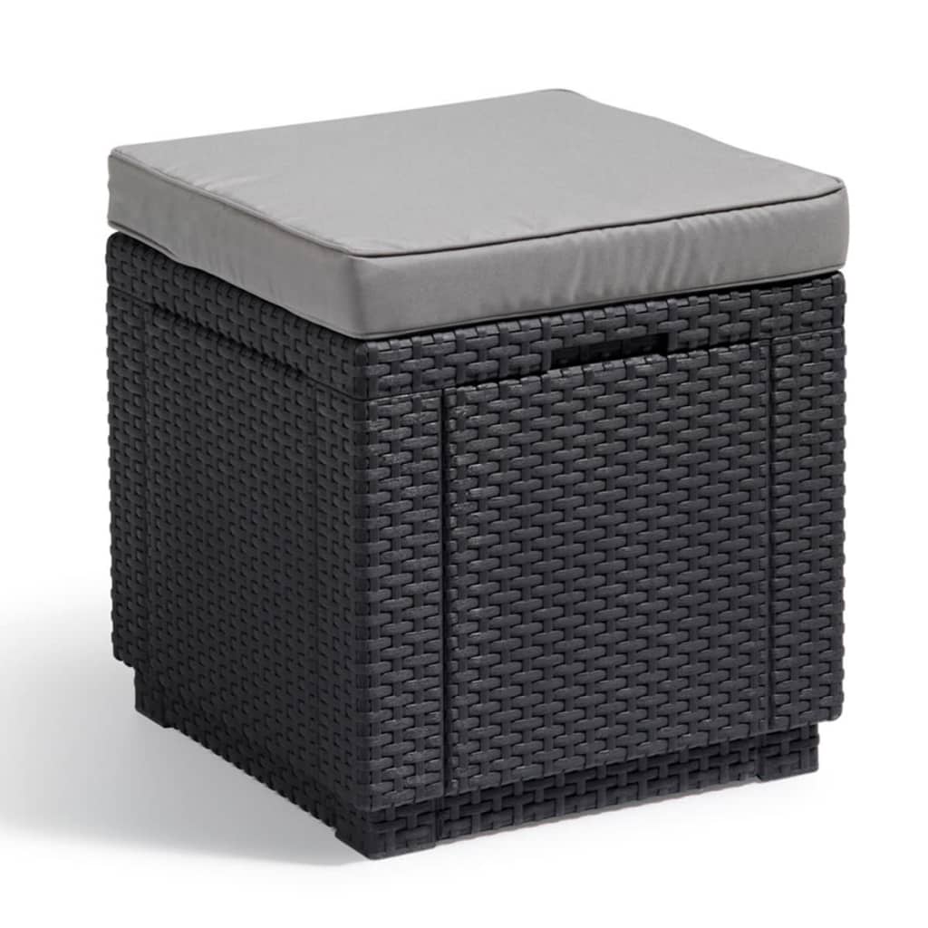 Pouf de rangement Cube avec coussin Graphite Coffres de jardin Keter
