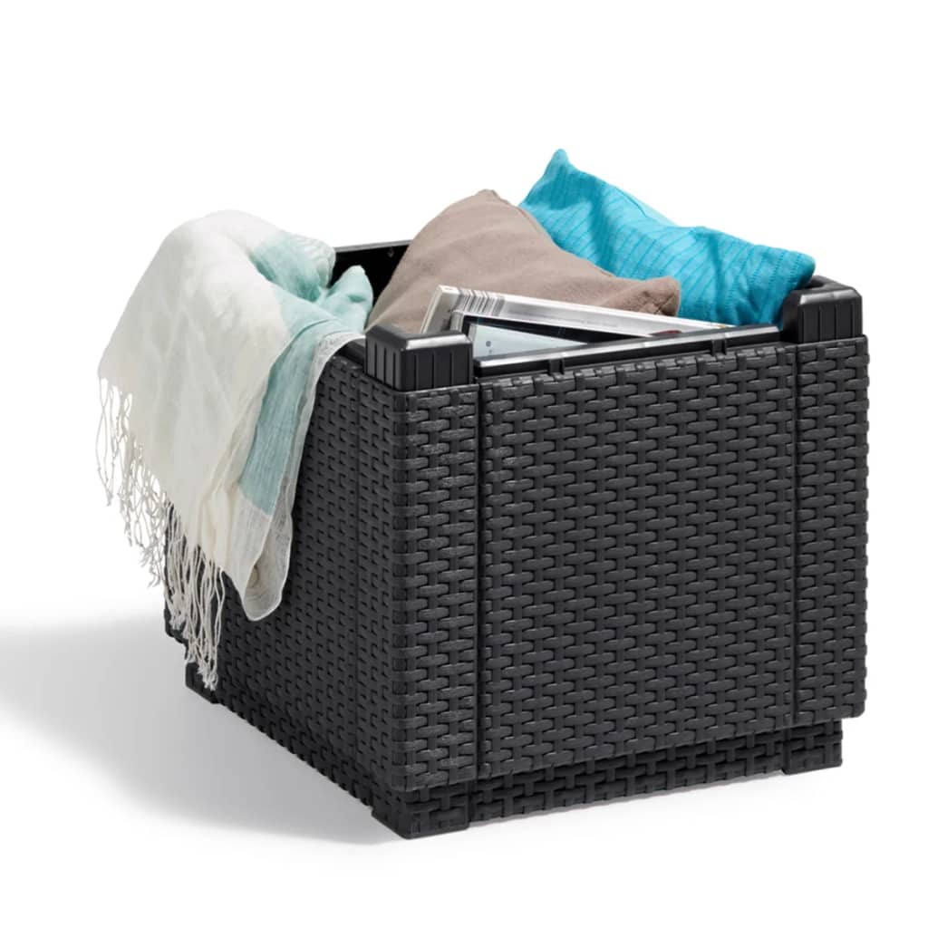 Pouf de rangement Cube avec coussin Graphite Coffres de jardin Keter