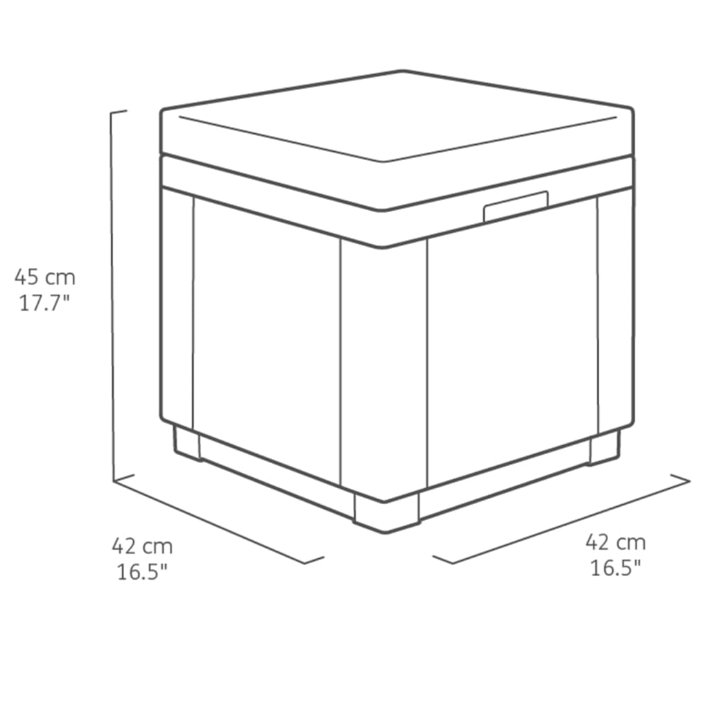 Pouf de rangement Cube avec coussin Graphite Coffres de jardin Keter