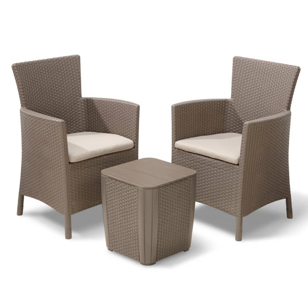 Keter Jeu de salle à manger d'extérieur 3 pcs Iowa Cappuccino 223929 Salons de jardin Keter