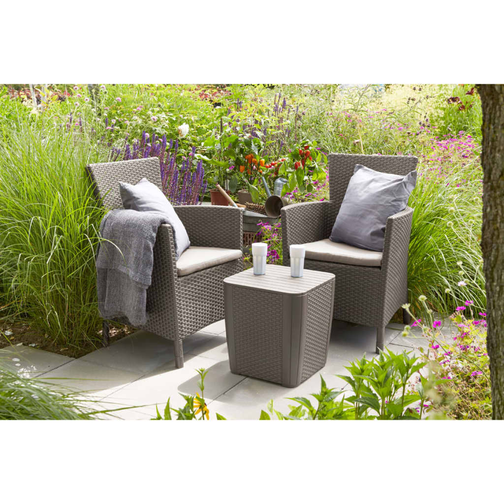 Keter Jeu de salle à manger d'extérieur 3 pcs Iowa Cappuccino 223929 Salons de jardin Keter